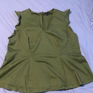 Lane Bryant army green structured top with flutter cap sleeves. Size 26